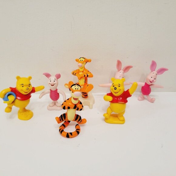 7 Vtg Mixed Winnie The Pooh Bear PVC Figures Piglet Pig Tigger Cake Toppers - Picture 1 of 7